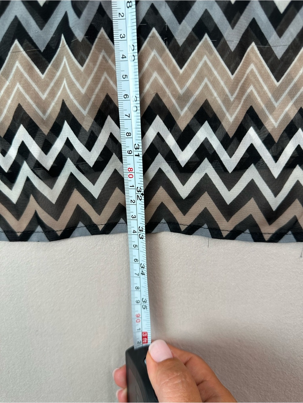Perry Ellis Zigzag Chevron Belted Kimono Top Black White Taupe ONE Size - Picture 8 of 8